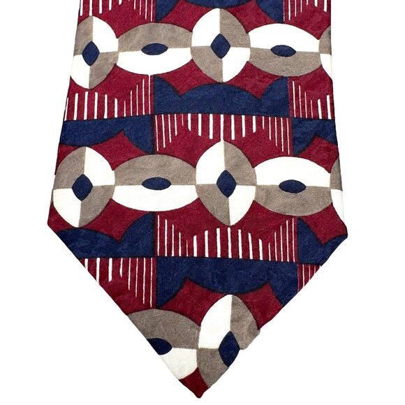 Tom James Mens Vintage Silk Dress Tie Made in USA Multi Geometric 58" 3.75" - Picture 2 of 9